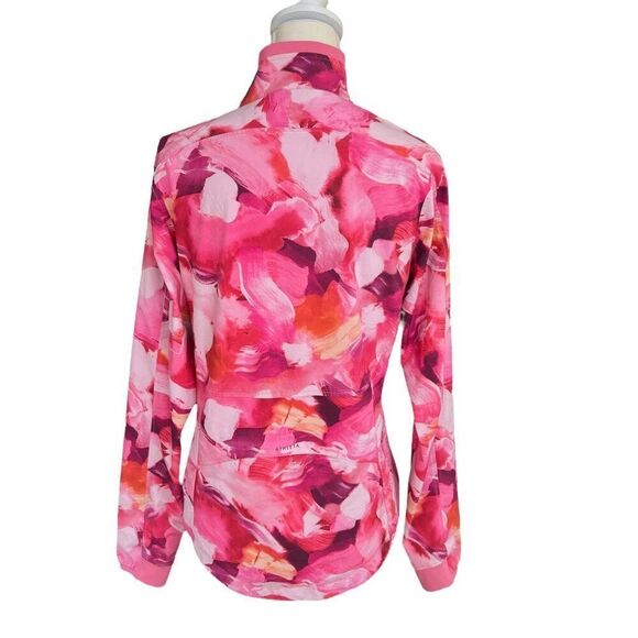 Athleta Run With It Printed Floral Lightweight Jacket Full Zip Pink Size Small - Picture 3 of 12
